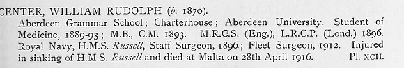 Center W R Fleet Surgeon HMS Russell Royal Navy Obit