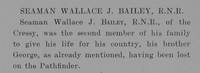 Bailey W J Seaman 2467A HMS Cressy Royal Naval Reserve Obit
